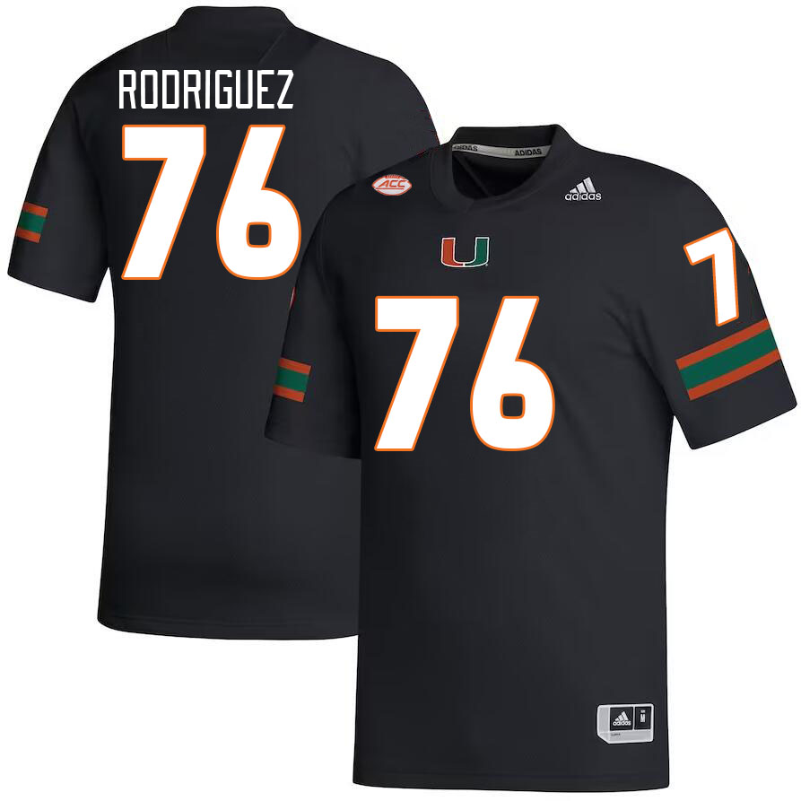 Men #76 Ryan Rodriguez Miami Hurricanes College Football Jerseys Stitched-Black - Click Image to Close